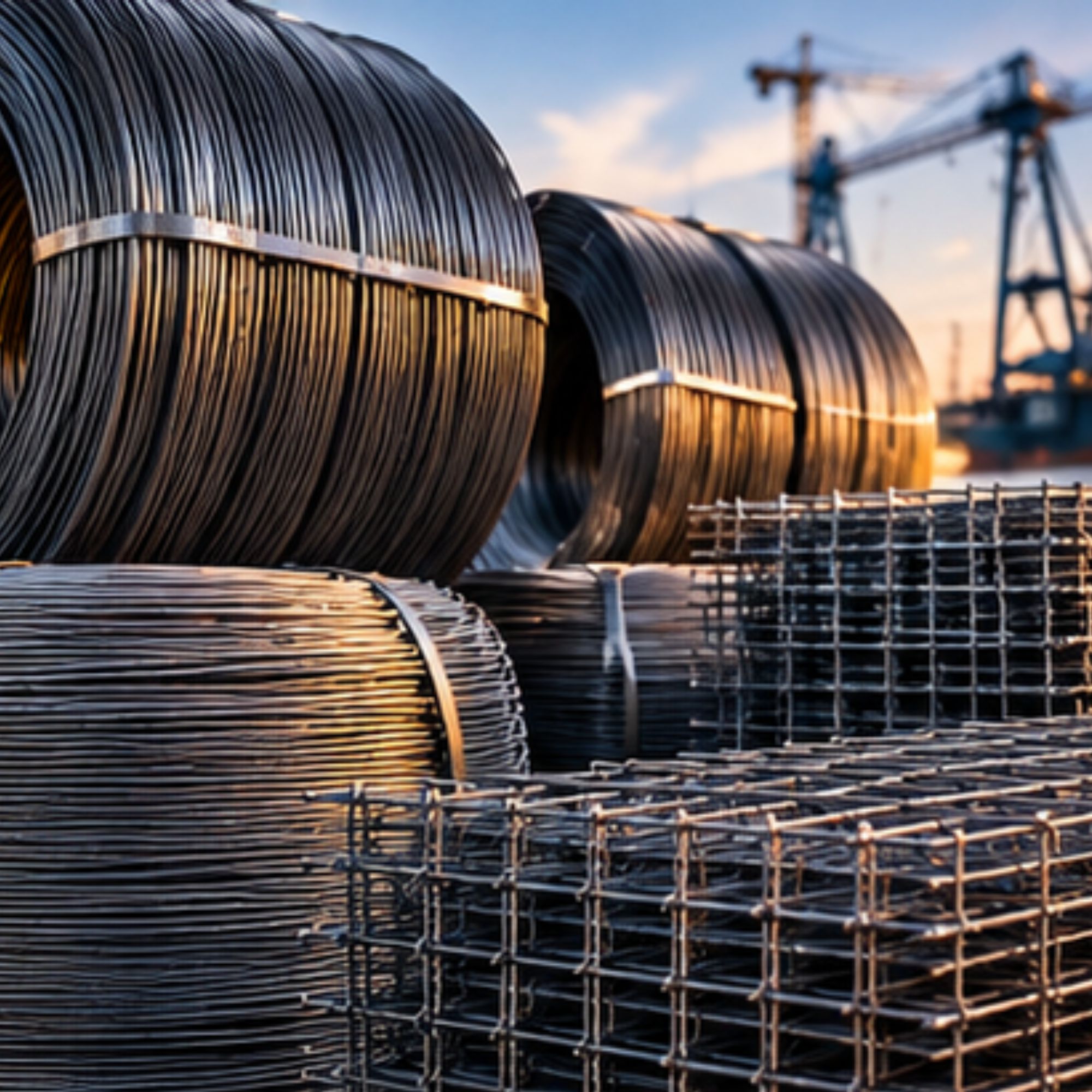 Steel wire rod coils and welded wire reinforcement mesh