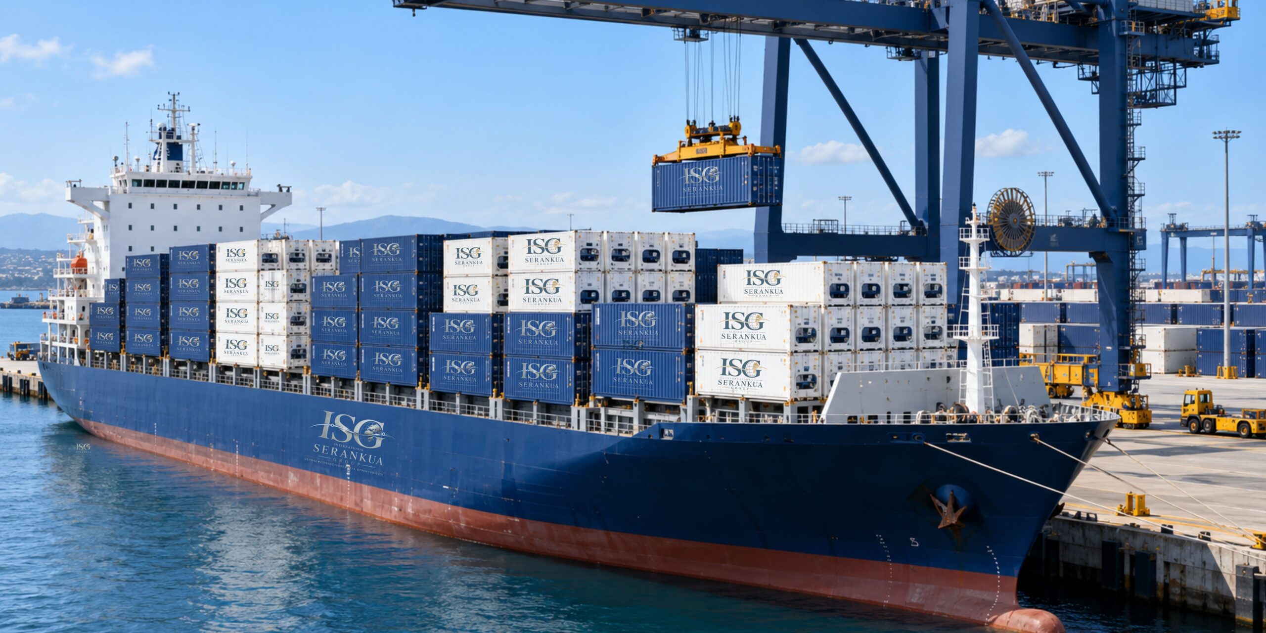Container vessel loading international commercial cargo